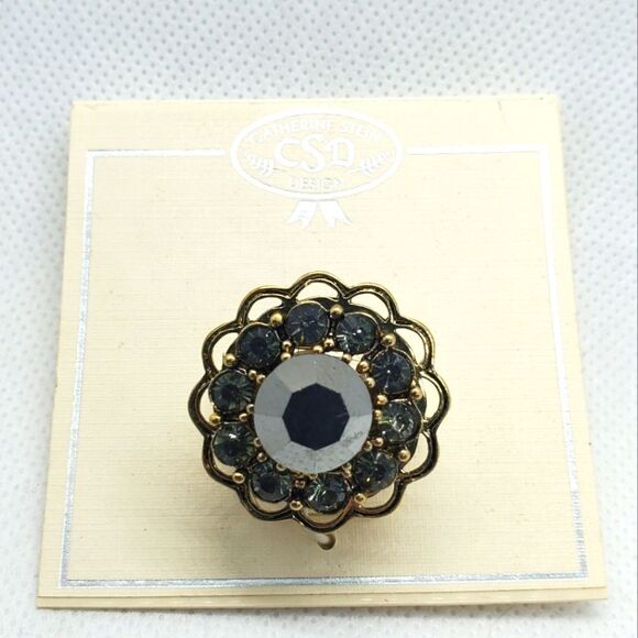 NWT Catherine Stein Design Gray & Gold Stretchy Ring - Picture 1 of 3